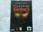 N64 NINTENDO 64 - Nightmare Creatures - Cartridge and Manual Only Tested Working