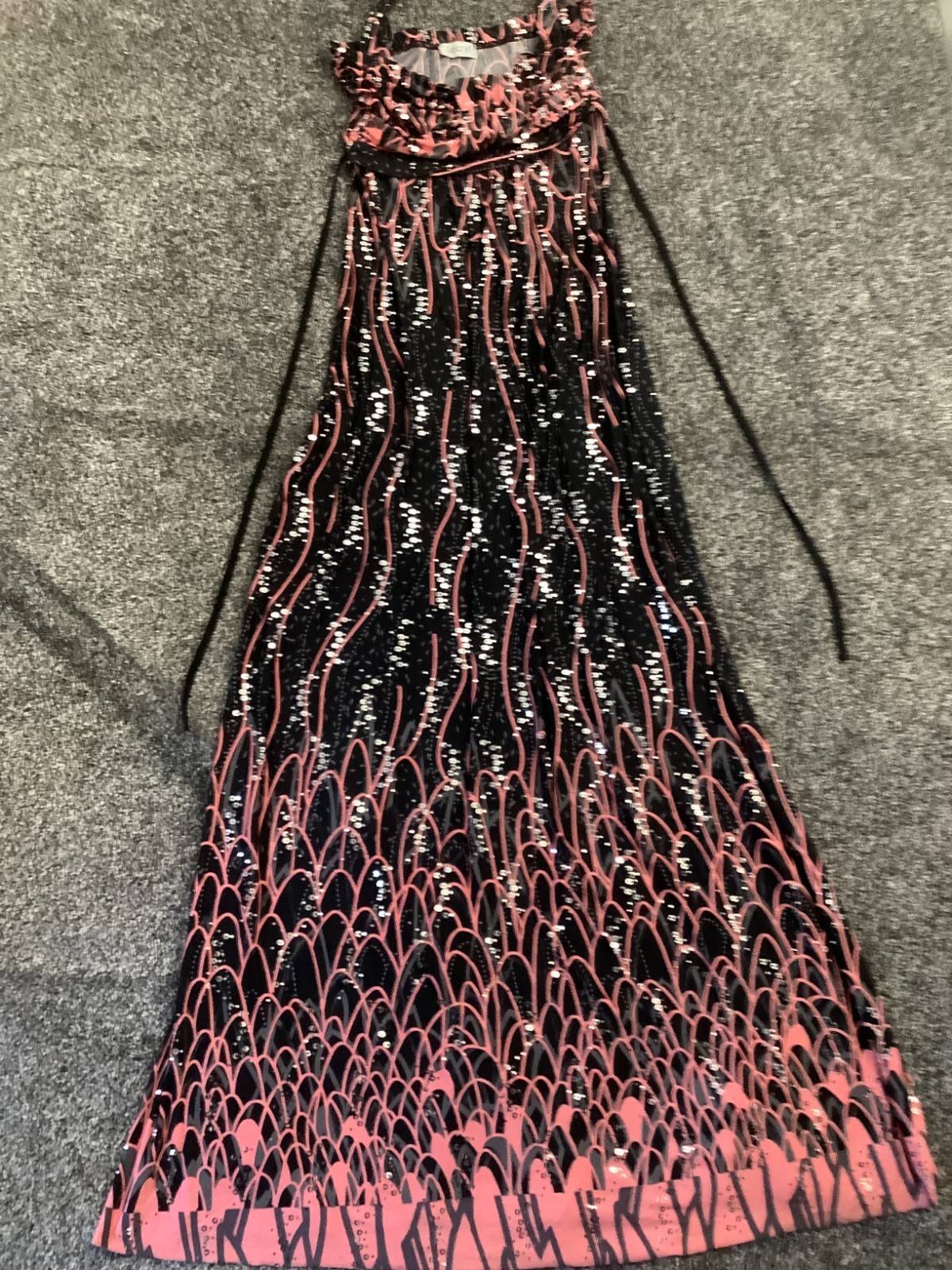 Vestido Secret Para Mujer Cuello Halter 57 Pulgadas Largo Negro Rosa Patrón Abstracto Pequeño