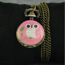 Vintage Classic Quartz Cute Owl Printing Quartz Pocket Watch Full Hunter Unisex
