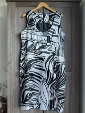 Bonmarche David Emanuel Beautiful Silver&Black Print Sleeveless Dress 18 Bnwt