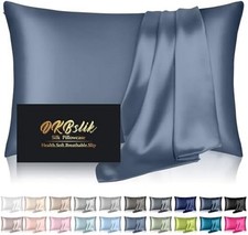 1 Pack Silk Pillowcase, Blissy -like DKBslik for Hair and Skin,Ash Blue Standart