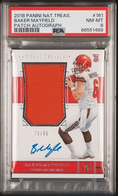 2018 National Treasures Baker Mayfield Rookie Patch Autograph PSA 8 True /99 161