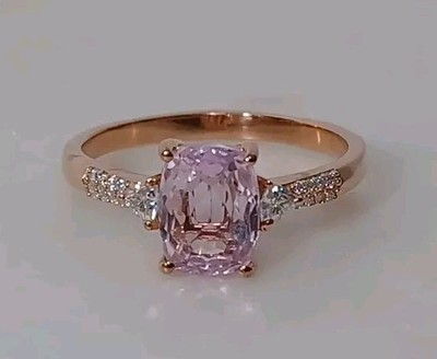 Women's Ring Size 10 Premium Martha Rocha Kunzite Moissanite Vermell Rose Gold 