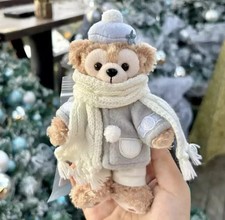 Disney Scarf Winter Duffy Bear Plush Doll Pendant Keychains Backpack Decor 12cm