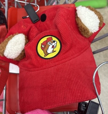 Buc-ees Bucees Snapback Hat Youth Red Corduroy Red w/ Sherpa Ears Kids Cap