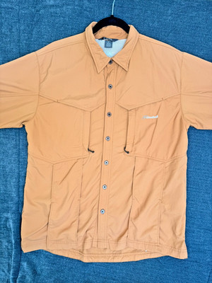Cloudveil Mens Med: Orange Nylon Vented Fishing Hiking Outdoor Shirt Long Sleeve