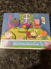 Peppa Pig Playtime Chunky Wood Puzzle 8pc Wooden Toddler Preschool NWT