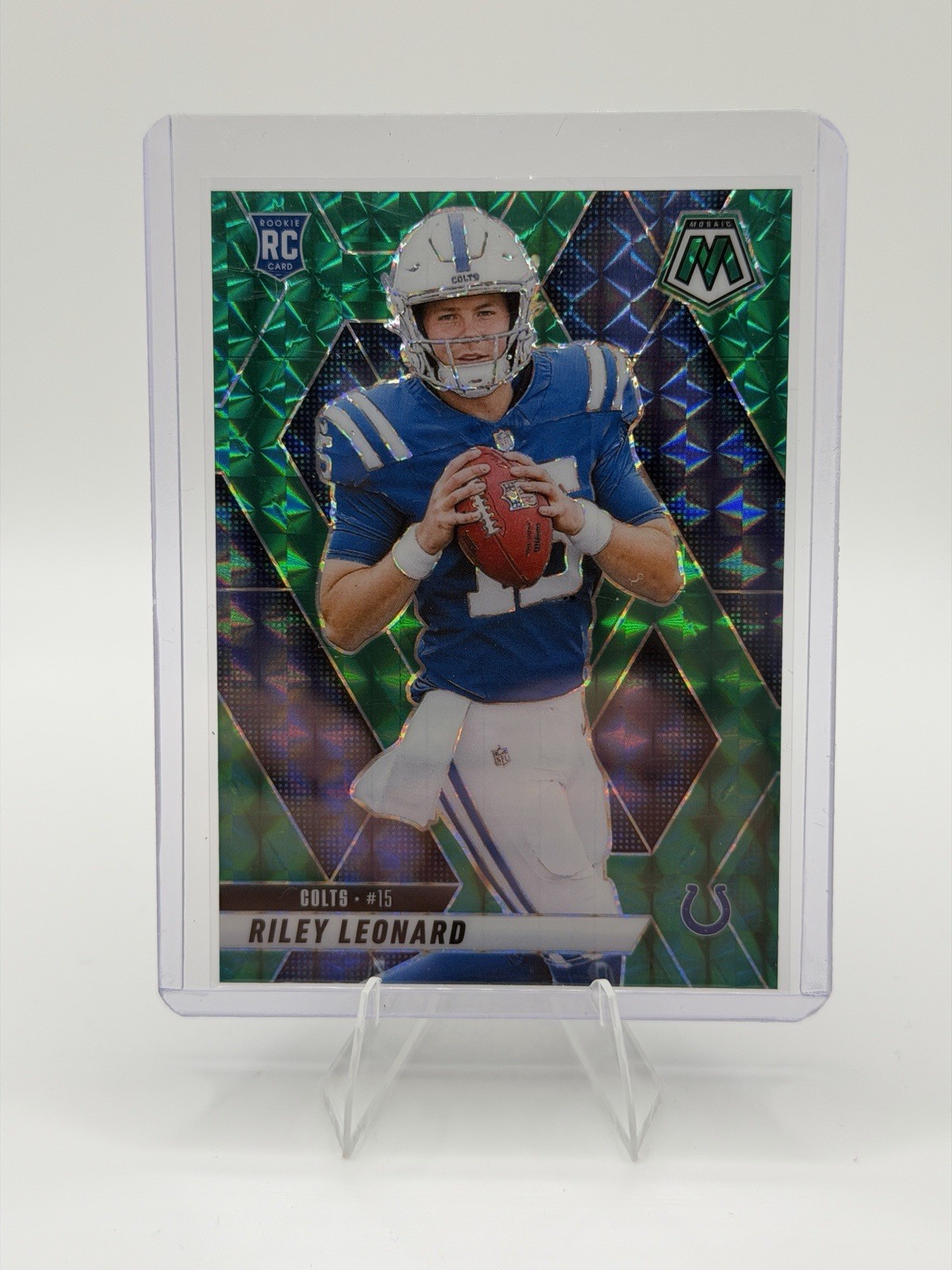 2025 Panini Mosaic Rookie Riley Leonard Green Mosaic Prizm Colts #372