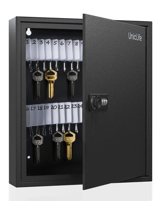 60 Position Slotted Key Cabinet with Combination Lock Resettable Black Digita...