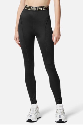 Versace Greca Border Gym Leggings Pants Black Small 1004103 NWT $920
