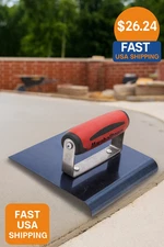 Heavy Duty Concrete Edger 6x6 Blue Steel Tool with Soft Grip Handle 5/8 Radius