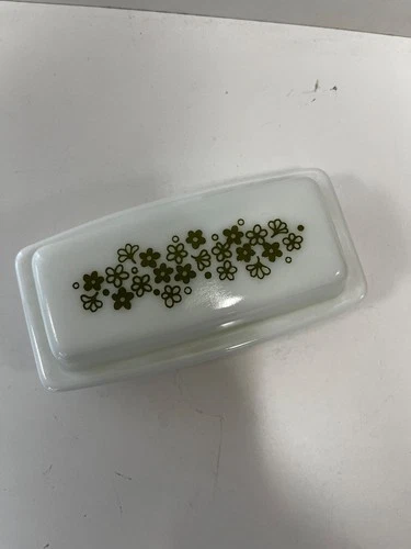 Pyrex Vintage Butter Dish Spring Blossom Daisy Green