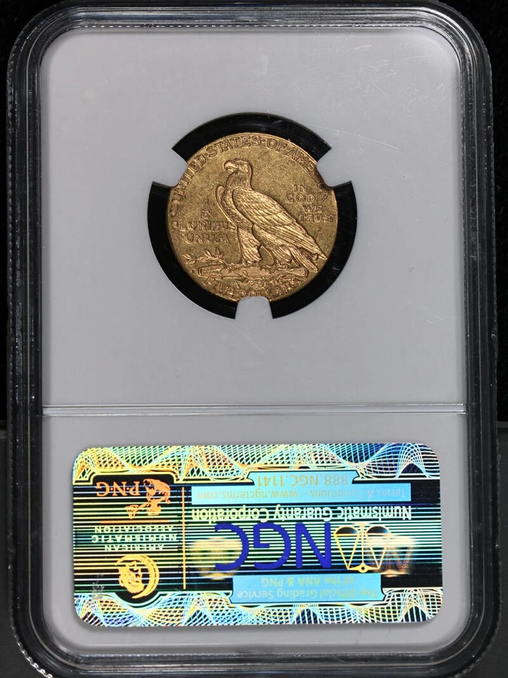 1909-D Indian Gold $5 NGC MS61 Decent Eye Appeal Nice Strike - Image 4 of 4