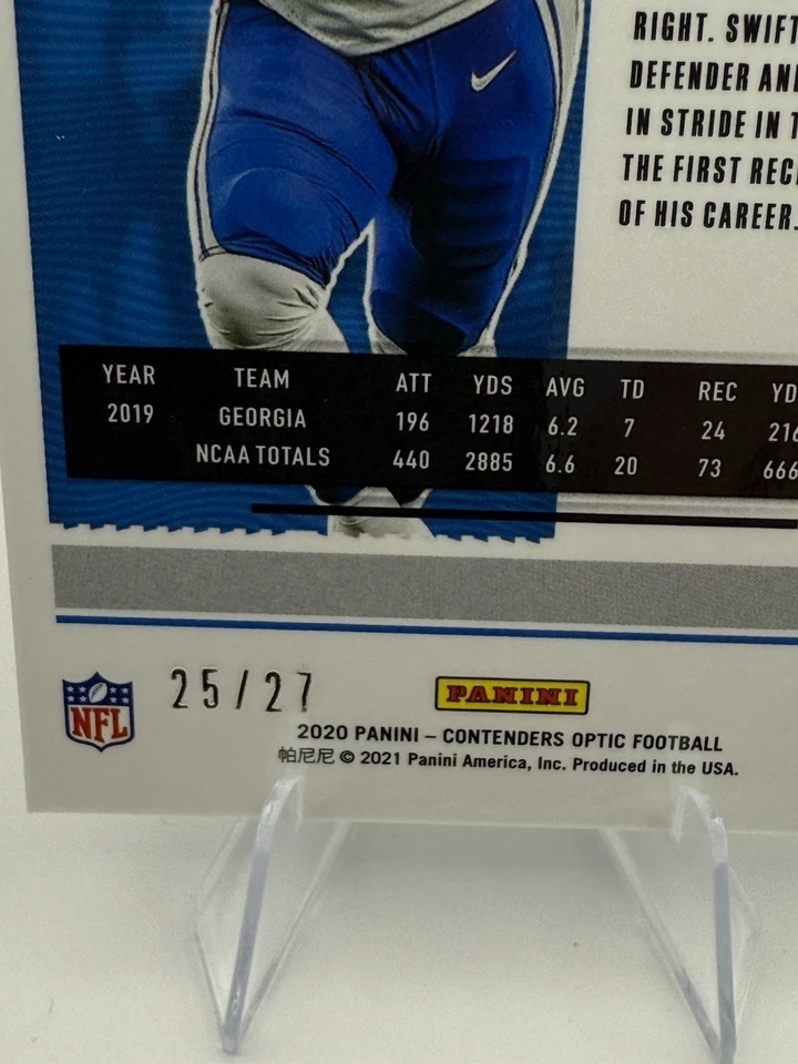 2020 Panini Contenders Optic - Rookie Ticket D'Andre Swift #70 Green Pulsar /27 - Image 2 of 3