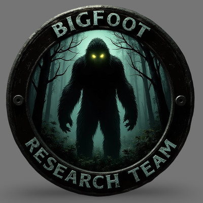 bigfoot sticker vinyl decal glowing forest research team round emblem