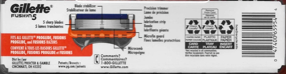 Gillette Fusion 5 Razor Blades  12 Cartridges GENUINE GILLETTE CARTRIDGES NEW ! - Image 2 of 2