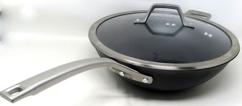 Calphalon 12in Wok Cover Signature Hard Anodized Nonstick 2nd Helper Handle us