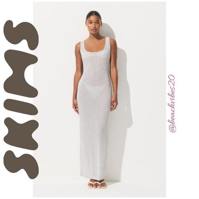 SKIMS Threadbare Cotton Long Dress/ Sheer Rib Long Dress Large NWT O-335