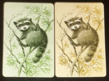 2 SWAP PLAYING CARDS VINTAGE PASTEL RACOONS