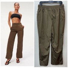 Good American Pants Women's Size 3 / L Shine Wide Leg Track Pants Mocha New