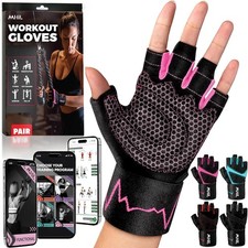 Women Workout Gloves Breathable Padded Palm Wrist Wraps Gym Cycling Training