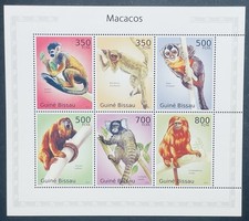 HOJA DE ESTAMPILLAS DE MONOS GUINEA-BISSAU 2010 MNH MONO AULLADOR TIMARINO ANIMALES SALVAJES