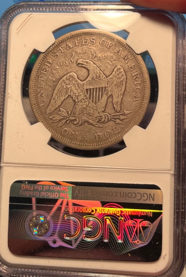 1872 Seated Liberty Silver Dollar NGC Fine 12 Freshly Graded - Image 3 of 3