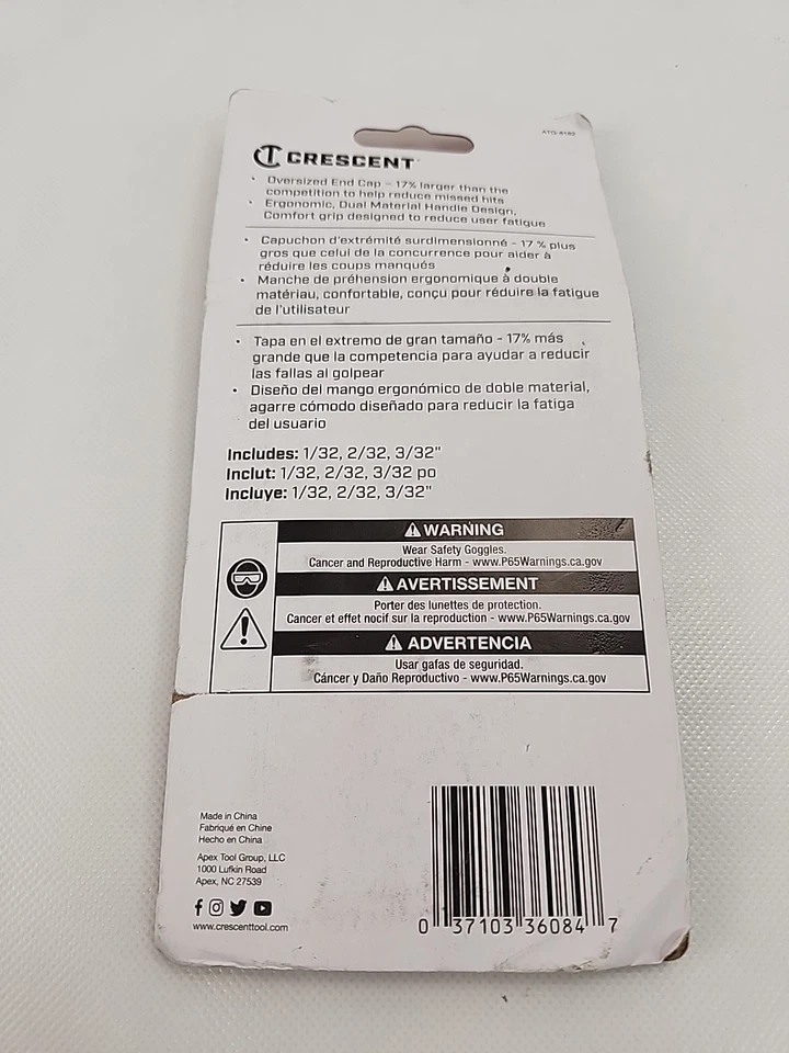 (3-pack) Crescent 5 In. Steel Nail Punch Set (3-Piece) Model: CNPS12332g - Image 2 of 2