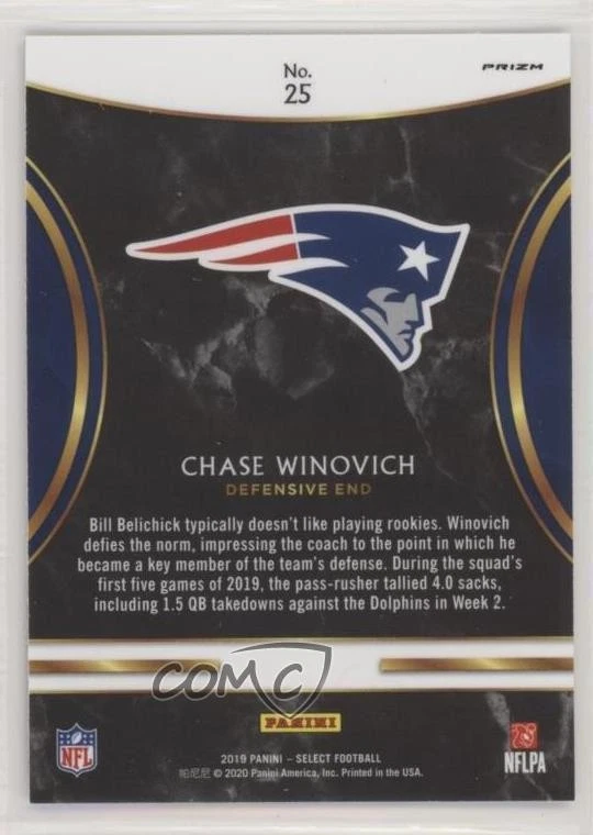 2019 Panini Select Rookie Selections Silver Prizm Chase Winovich #25 RC - Image 2 of 2