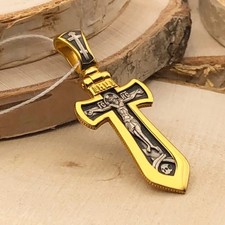 925 Silver 999 Gold Plated Crucifixion Christ & image of St. George Victorious