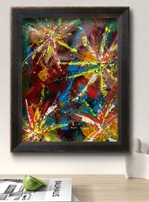 Original Art "Fireworks" 11x14 Canvas Expressionism Abstract Design Home Art