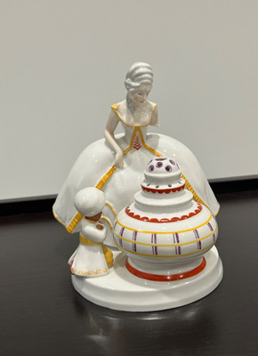 Antike Gebrüder Heubach Porzellan Figur Aladin Art Deco signiert Dame Tänzerin