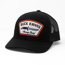 Buck Knives “Always Sharp” Black Richardson 112 Trucker Hat – Embroidered Patch