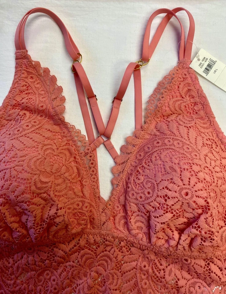 Aerie Far Out Lace Strappy Padded Plunge Bralette -- ROSE L - Image 4 of 4