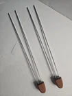 Teak Dual Prong 2 BBQ Hibachi Skewers Shish Kebob Kabob Mid Century Modern
