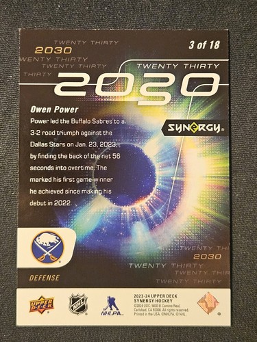 23-24 Synergy Owen Power 2030 🚨🚨🚨 Buffalo Sabres - Picture 2 of 2