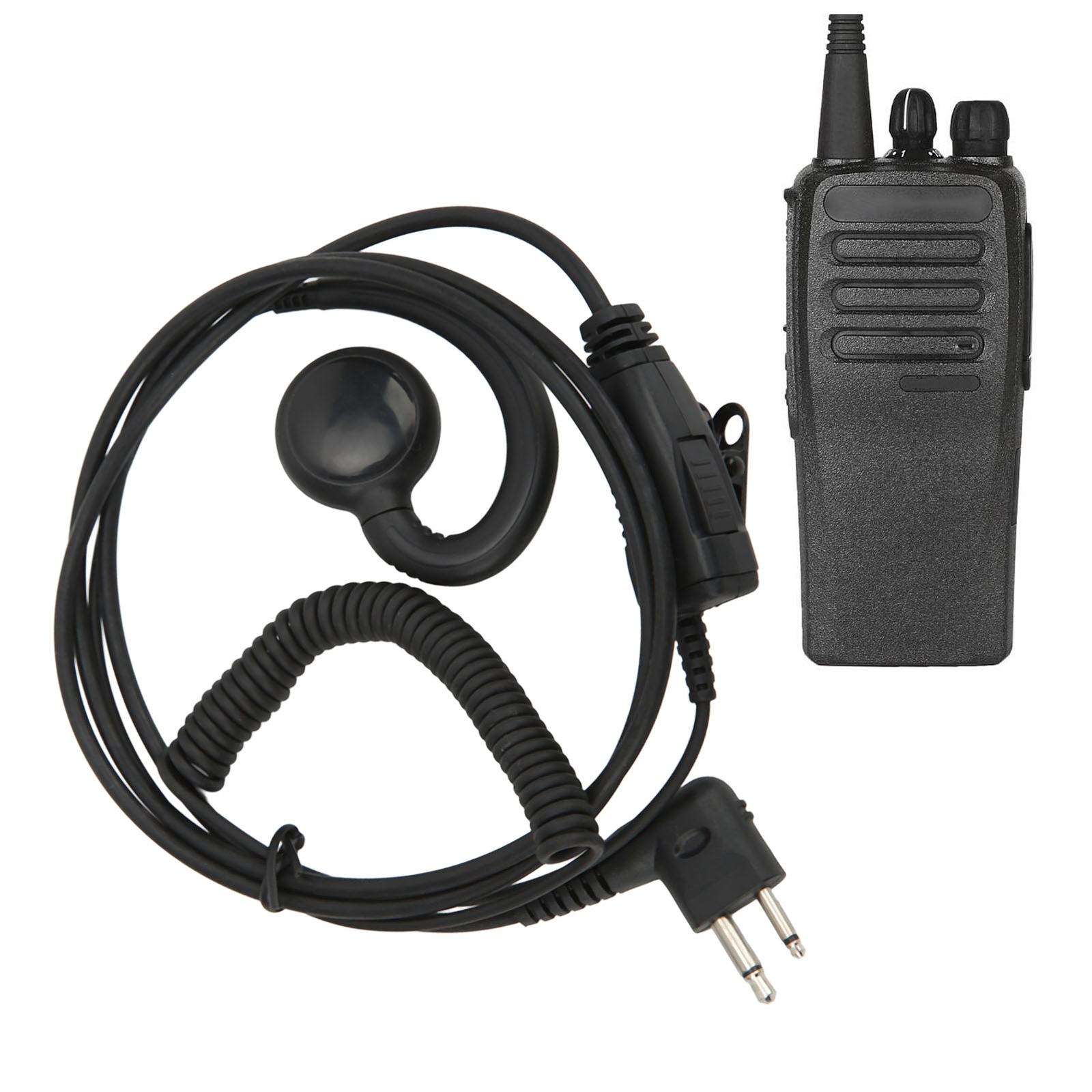 Casque Oreillette Radio En G - 2 Broches - Compatible Baofeng, Kenwood - Micro + PTT Intégré