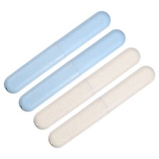 4pcs Toothbrush Holders Case for Travel Blue Beige 8.07''x1.22''x0.83''