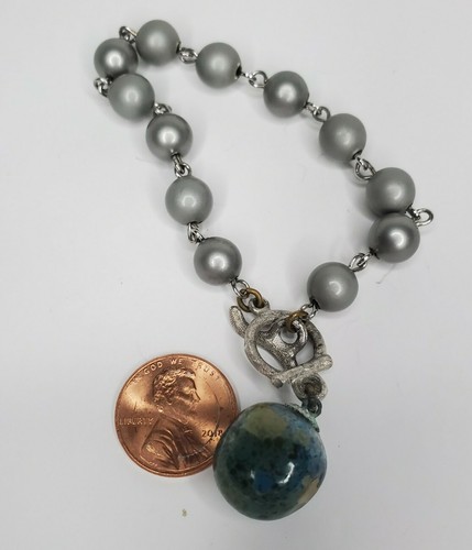 Imitation Blau Schwarz Perlenkette & Armband Set Kunststoff Perlen Mode Kostüm - Bild 10 von 12