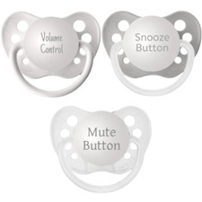 Quiet Baby Pacifier Collection - Snooze Button, Mute Button and Volume Control