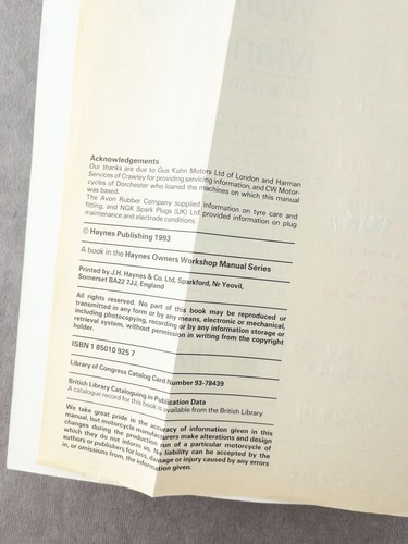 Haynes BMW K100 & 75 2-Valve Models 1983-1993 Owners Workshop Manual Churchill - Imagen 4 de 6