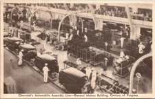 Postcard Chevrolets Automobile Assembly Line General Motor Building White Border
