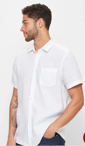 MENS LINEN SHIRT WHITE (SIZE XL) - Picture 3 of 9
