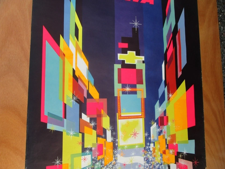 AFFICHE PAPIER "FLY TWA / NEW YORK" par "David KLEIN" (1956) - Photo 3/4