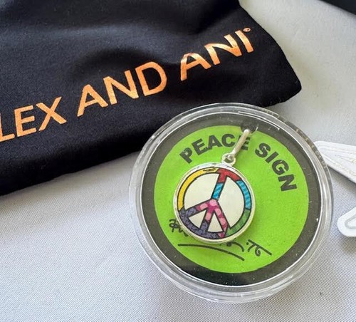 Britto Alex and Ani Art Infusion Chain Station Charm Peace Shiny Silver Finish - Picture 2 of 3