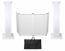  2 Rockville RTP32W Totem Moving Head Light Stands Black White Scrims Facade