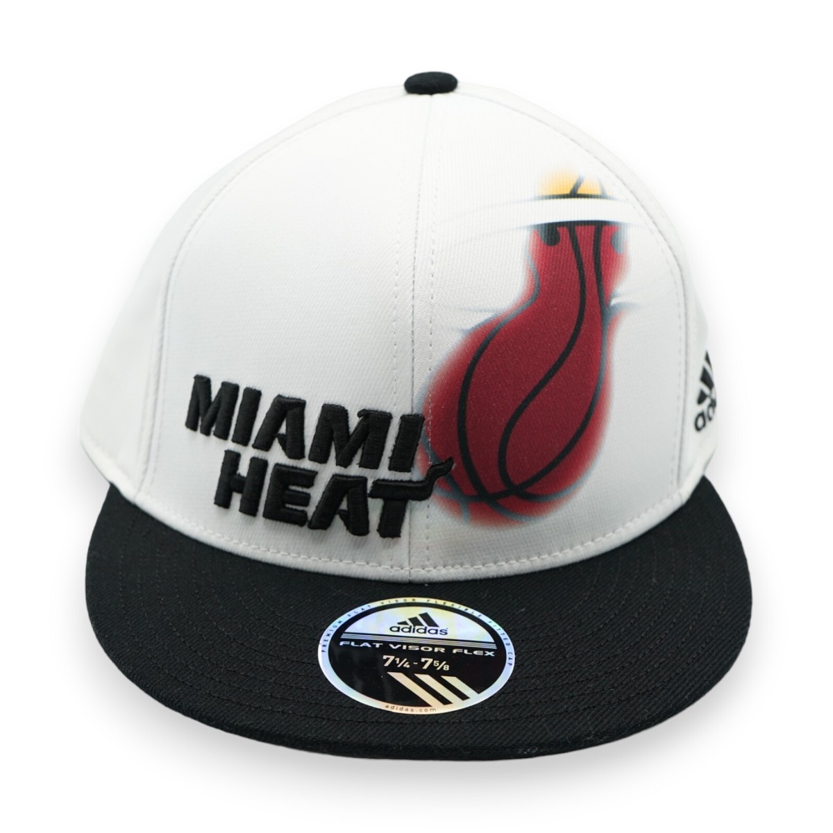 Adidas MIAMI HEAT Cap Snapback Hat White/Black Size 1/4 5/8 L/XL NEW