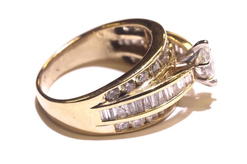Anillo de compromiso oro amarillo 14k 2,64ct diamantes marquesa 10,6g talla 9,75 - Imagen 11 de 19