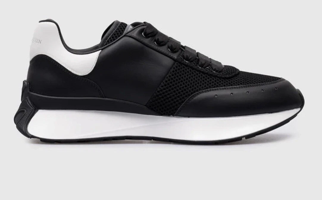 Alexander McQueen — Alexander McQueen Men’s Black And White Leather And Mesh Sneakers Size 9 (42)