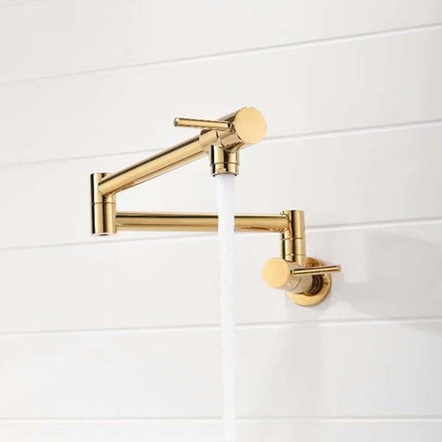 Pot Filler Folding Faucet Double Joint Swing Arm Wall Mount Brass Kitchen Faucet - Picture 13 of 36